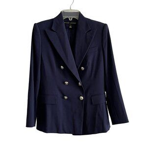Ralph Lauren Black Label Double Breasted Blazer Navy Wool Blend Silver Buttons 2